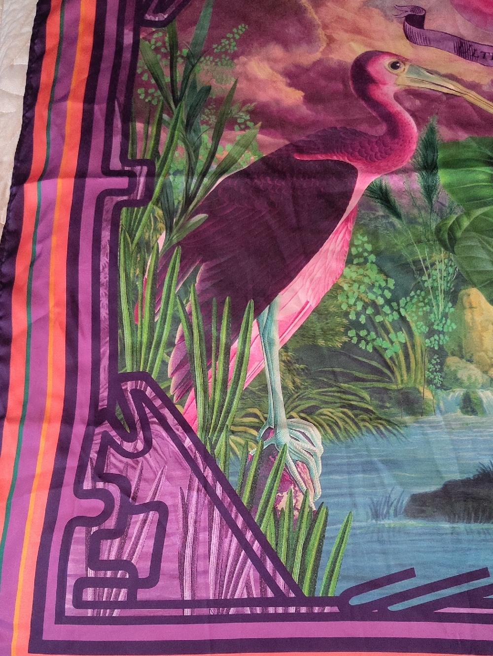 Vosges Haut-Chocolat Pink Tropical Bird Silk Limited Edition Collab 2022 Scarf - Picture 7 of 8